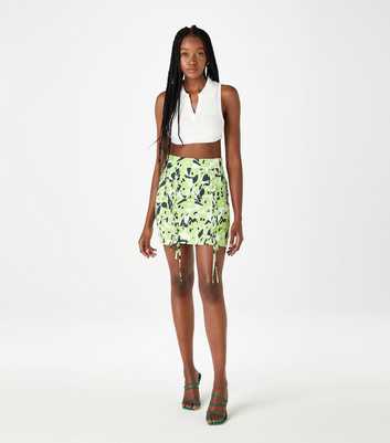Urban Bliss Green Floral Lace Up Mini Skirt