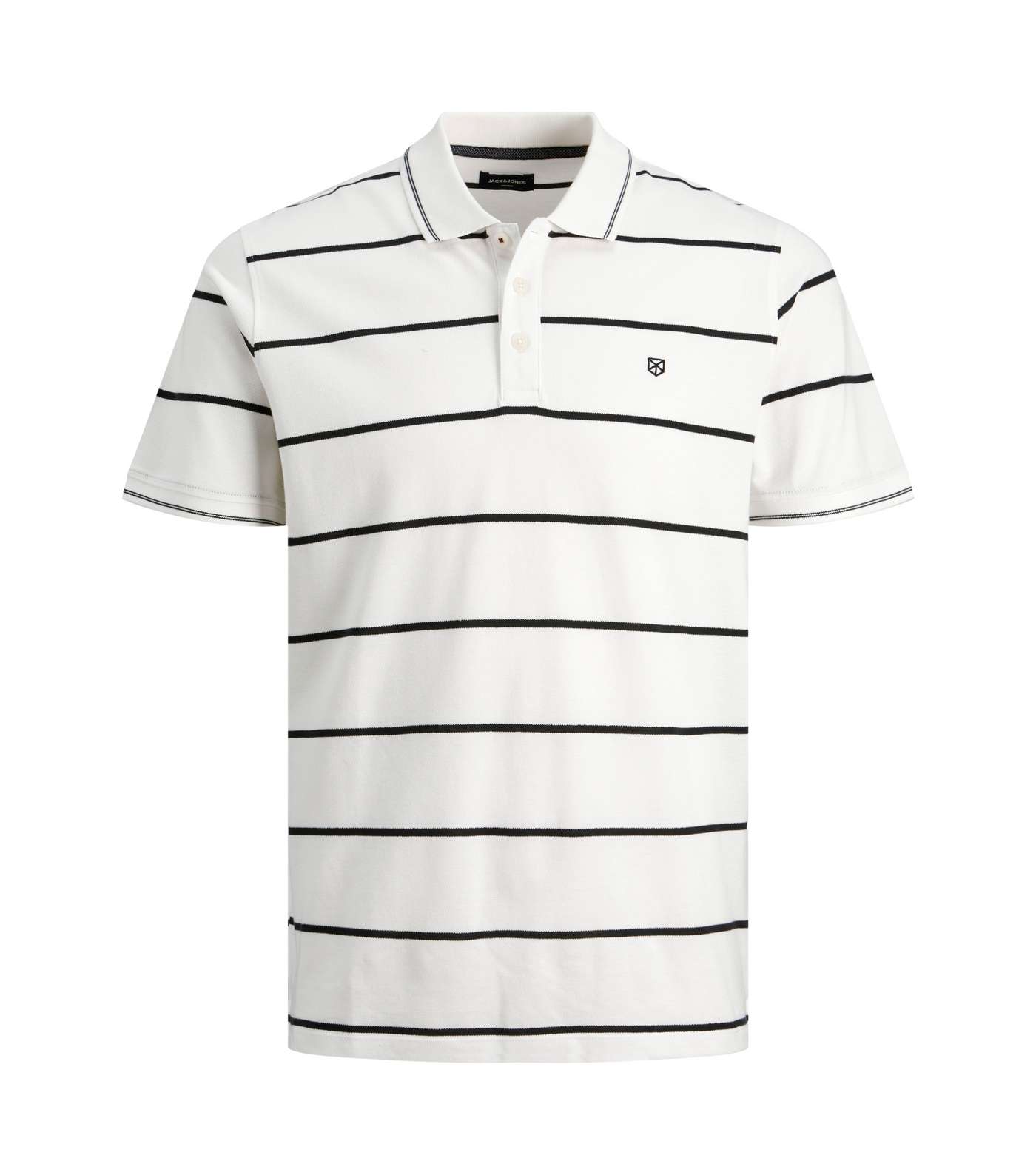 Jack & Jones White Stripe Polo Shirt Image 2
