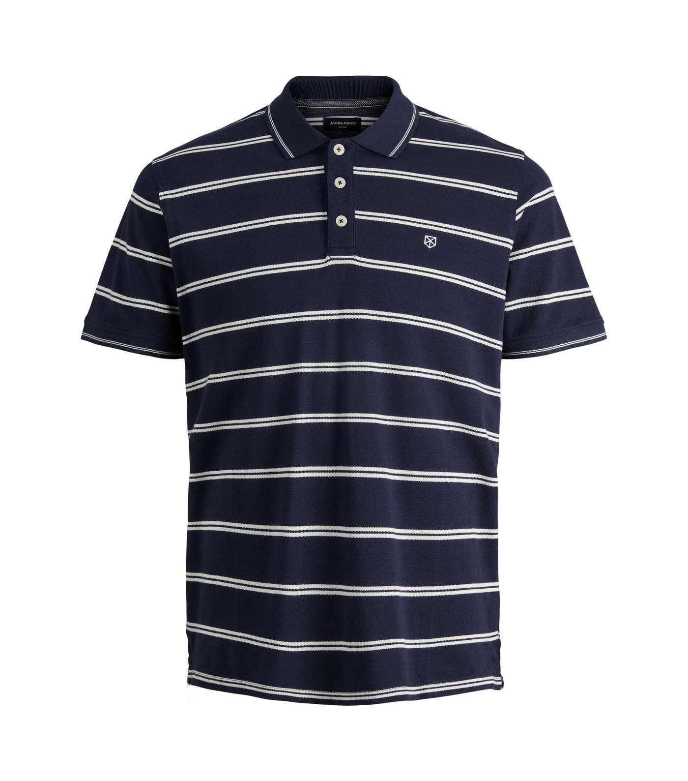 Jack & Jones Navy Stripe Polo Shirt Image 2