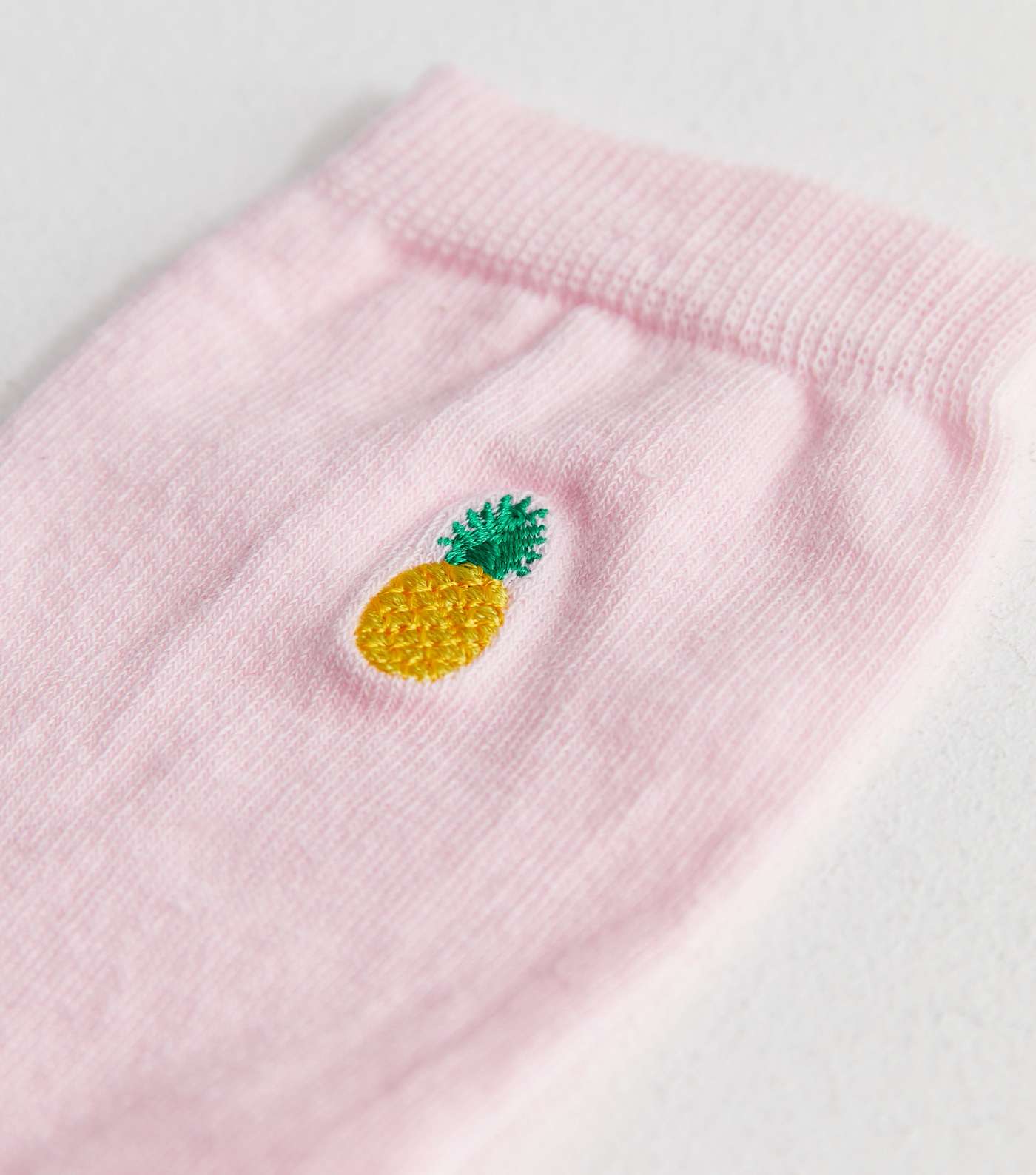 Pink Embroidered Pineapple Socks Image 2