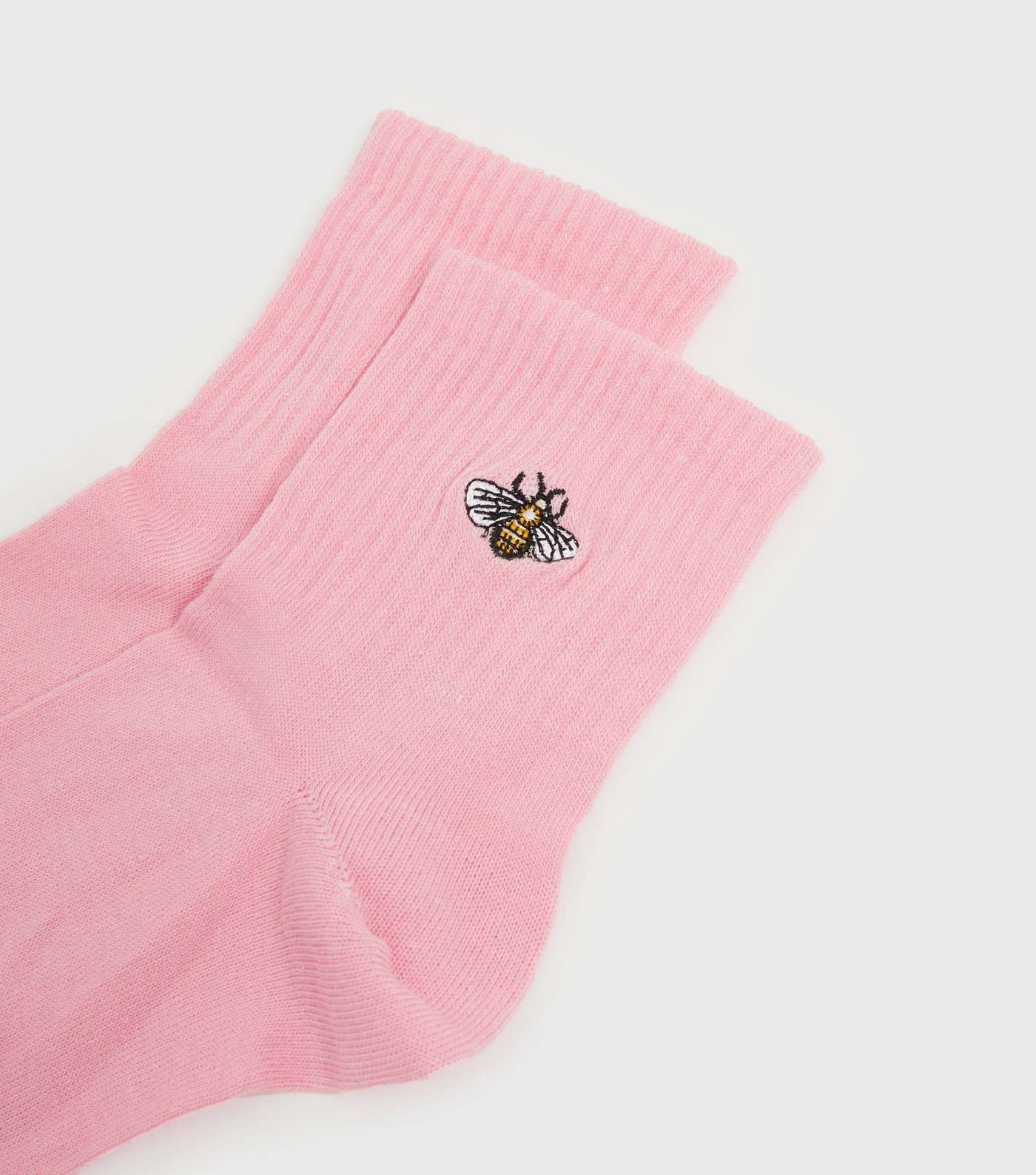 Mid Pink Bee Embroidered Socks Image 2
