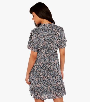 Apricot Black Ditsy Floral Button Front Mini Dress New Look