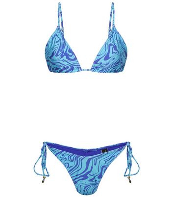 Damen Bekleidung South Beach Blue Wavy Triangle Bikini Set