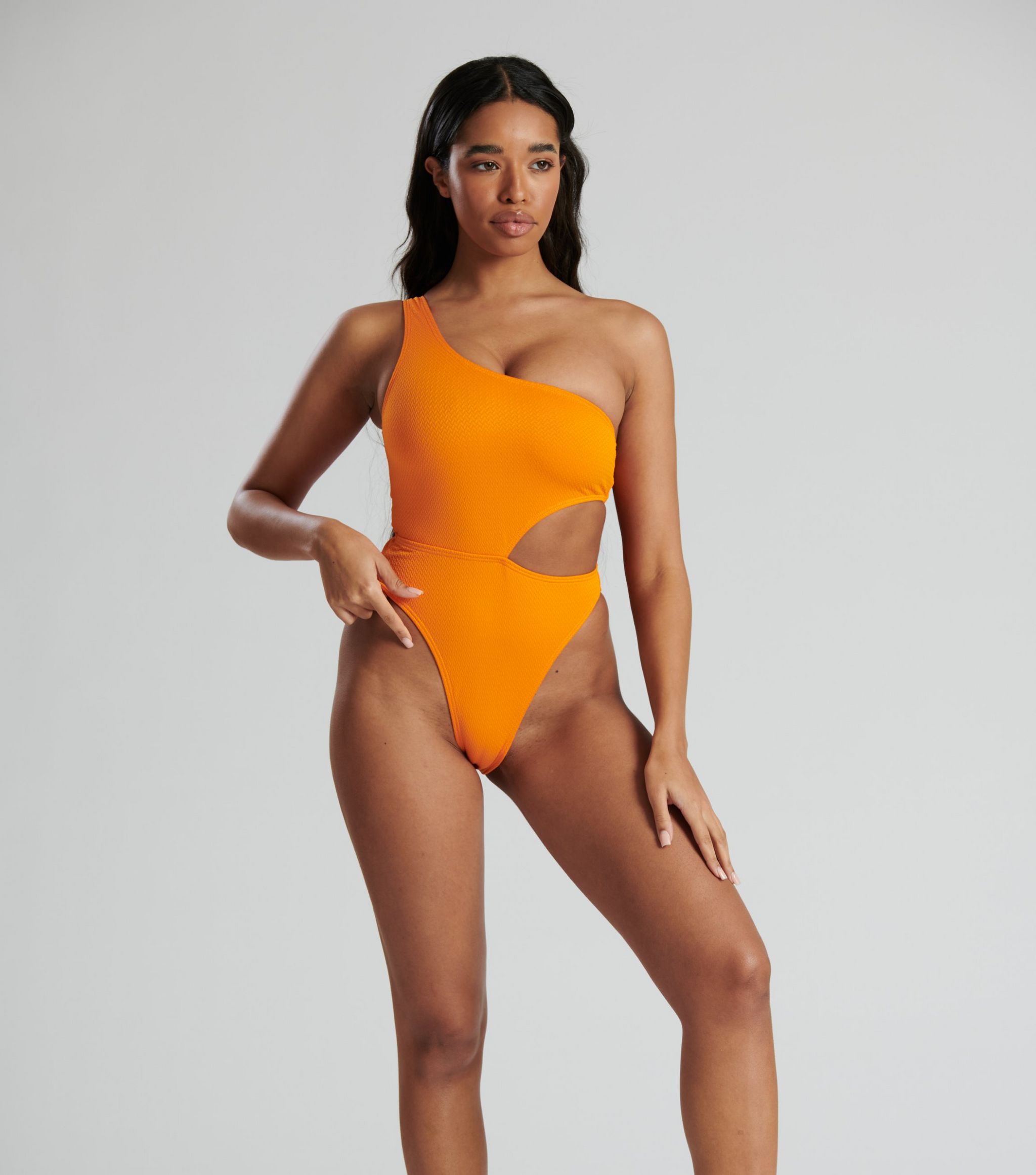South beach bright orange textured cut out swimsuit, New Look