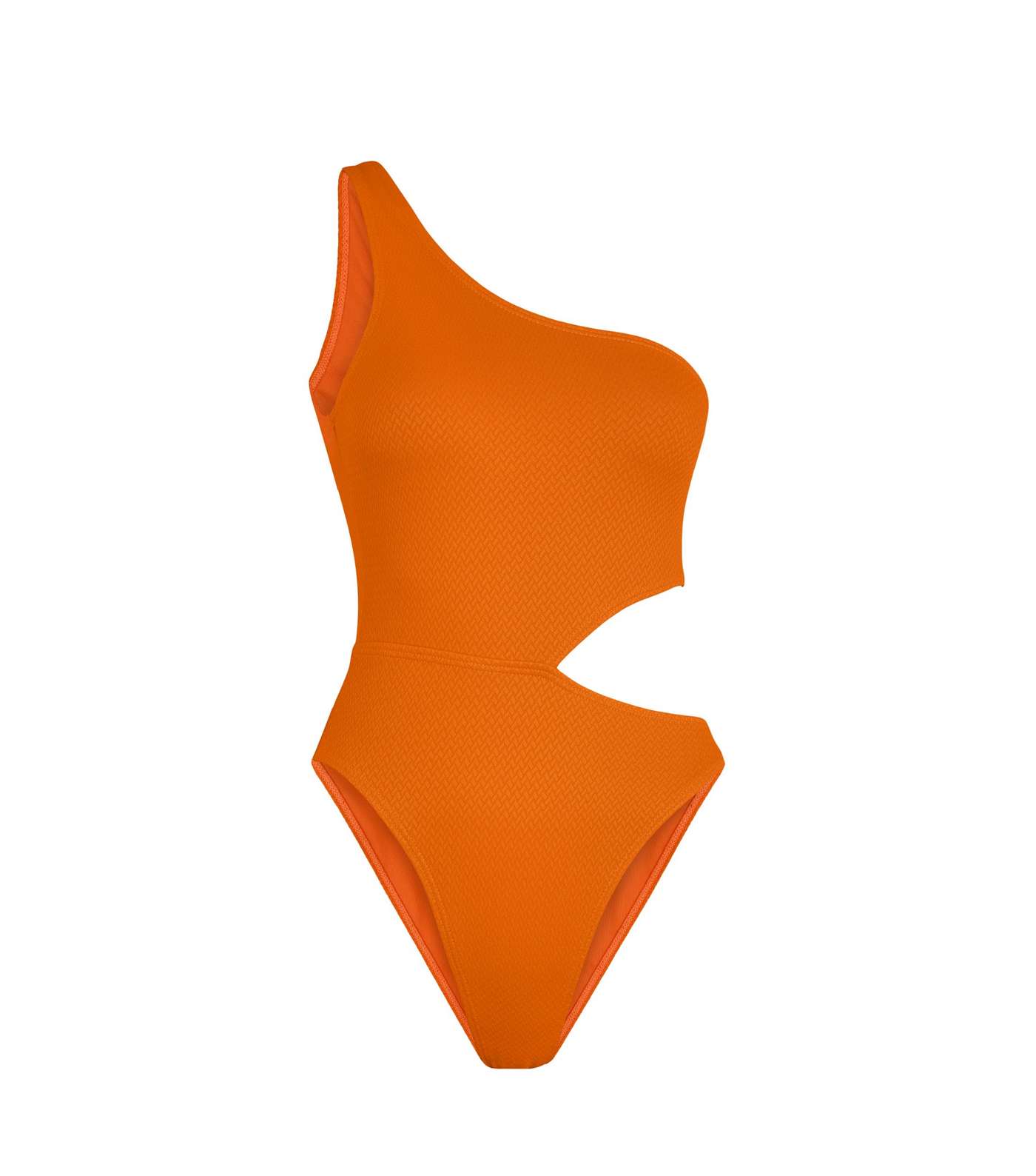 South Beach Bright Orange Textured Cut Out Swimsuit Image 5