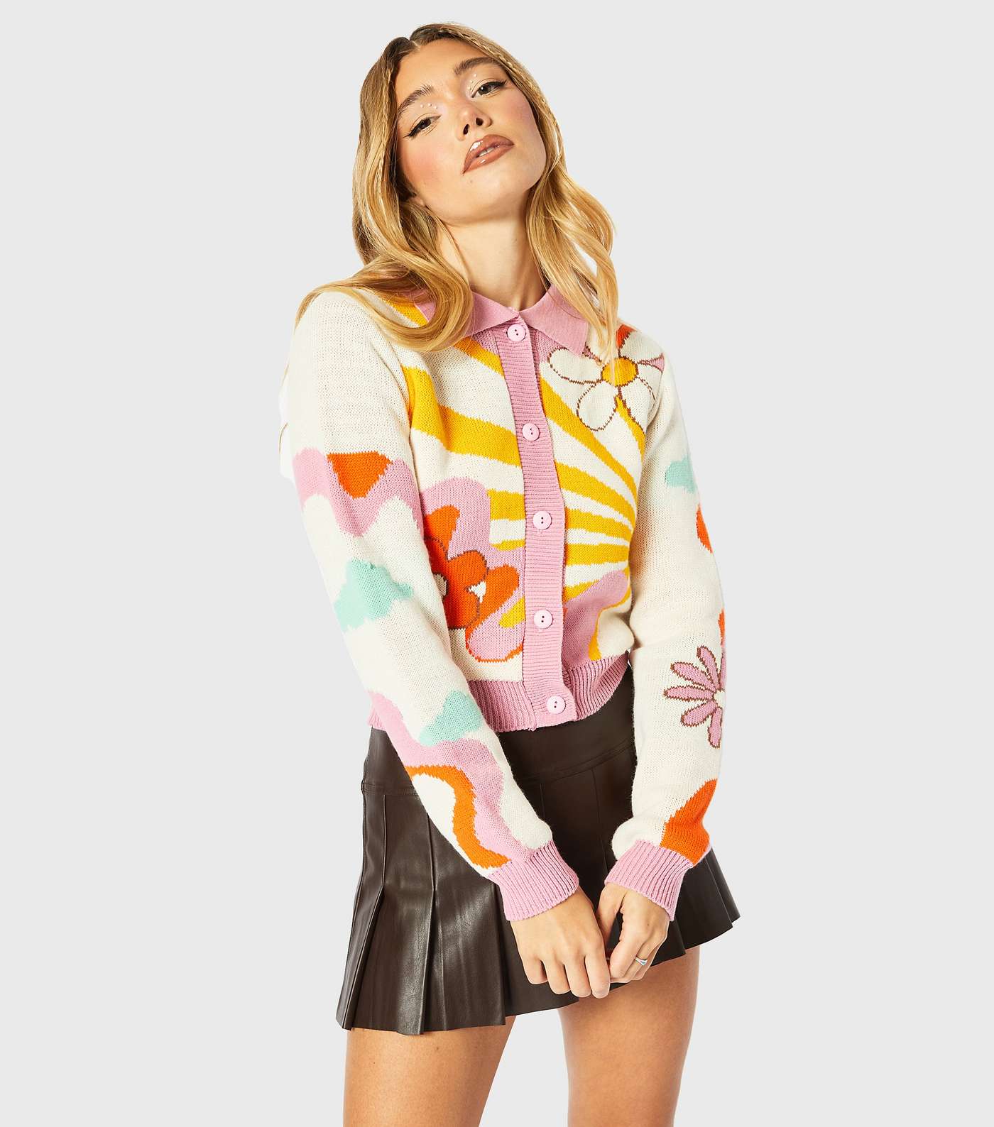 Skinnydip Multicoloured Floral Knit Collared Cardigan