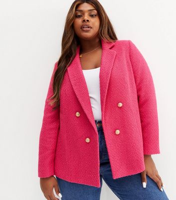 bright pink boucle coat
