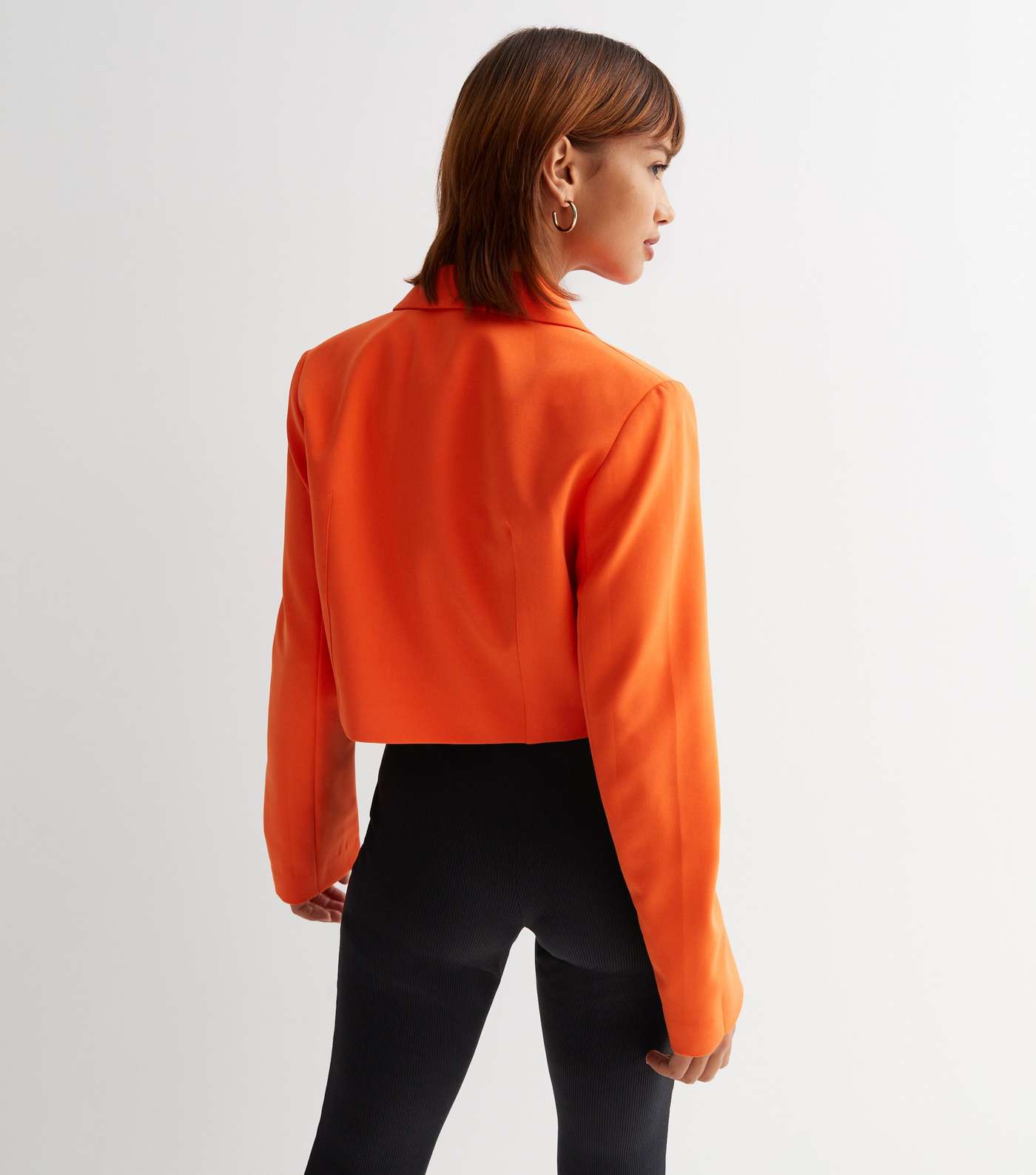 Bright Orange Crop Wrap Blazer Image 4