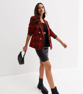 River island red deals tartan blazer