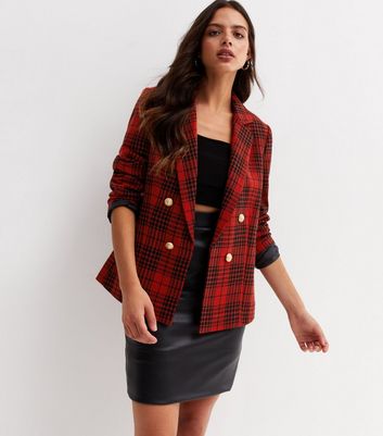 Red Check Utility Blazer New Look