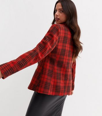 River island store red check blazer