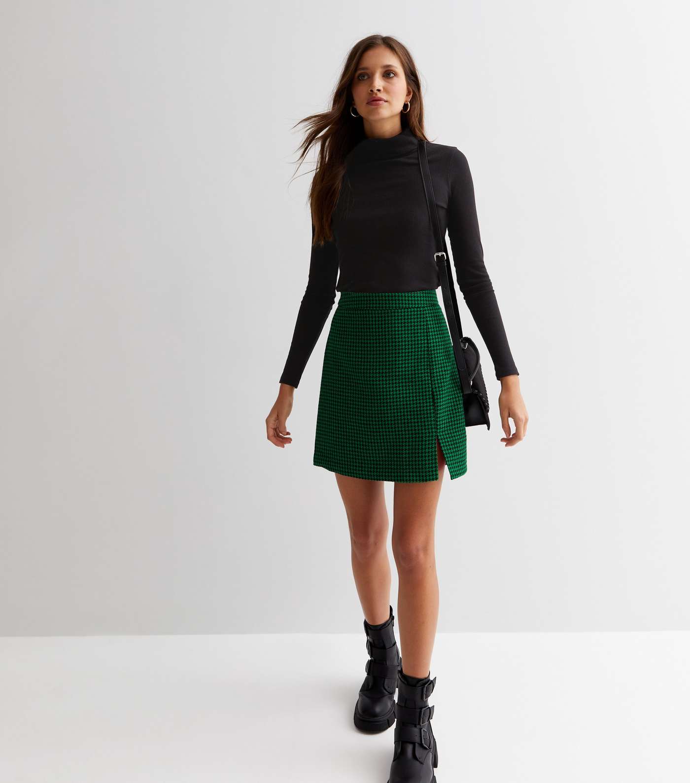 Green Dogtooth Mini Skirt Image 3