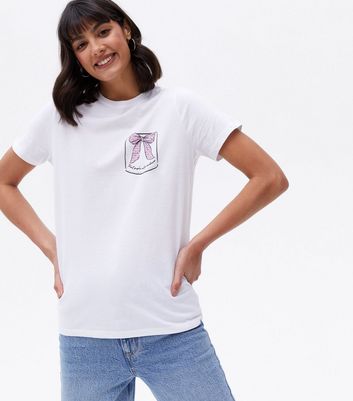 White Bow Pocket Kindness Logo T-Shirt 