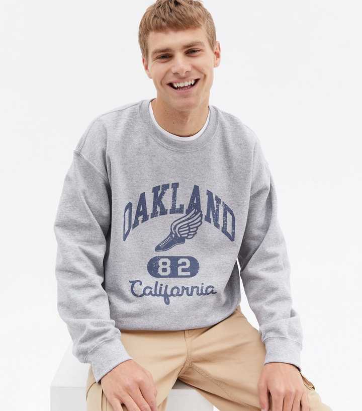 Grey Marl Oakland Varsity Logo Sweatshirt | New Look