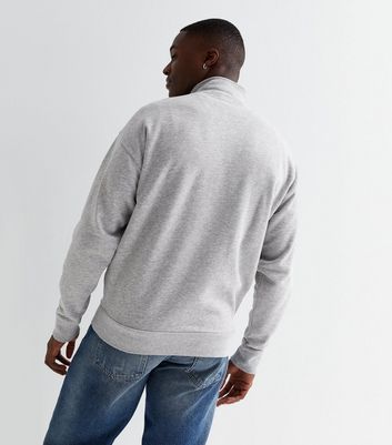 Grey Marl Zip Funnel Neck Sweatshirt 