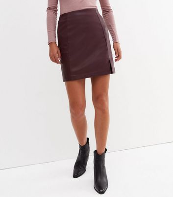 Amazon.com: SOLILOQUY Leather Skirt Set Women Sexy 2 Piece Outfits Pu  Leather Zip Up Tube Top Bodycon Mini Skirt Party Club Night (Burgundy, L) :  Clothing, Shoes & Jewelry