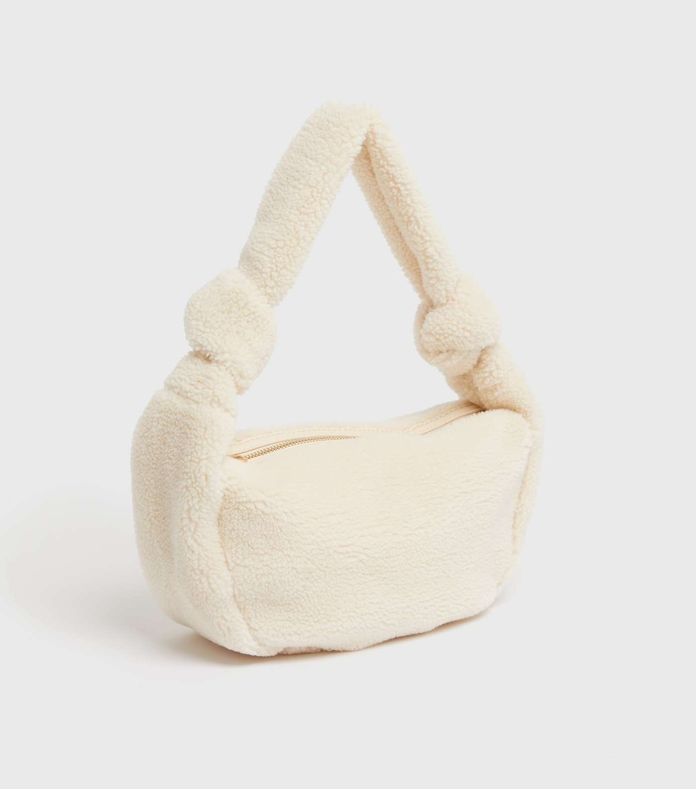 Cream Borg Knot Strap Shoulder Bag Image 3