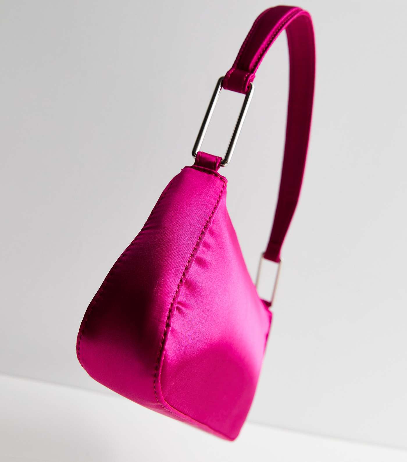 Bright Pink Satin Shoulder Bag Image 3