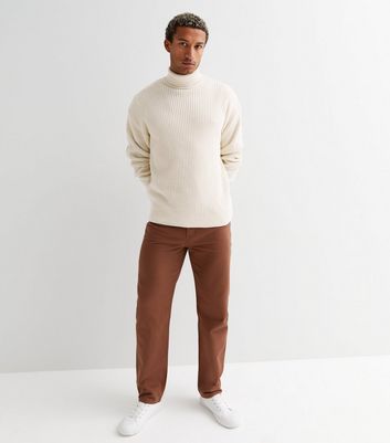 Off White Roll Neck Relaxed Fit Jumper | New Look