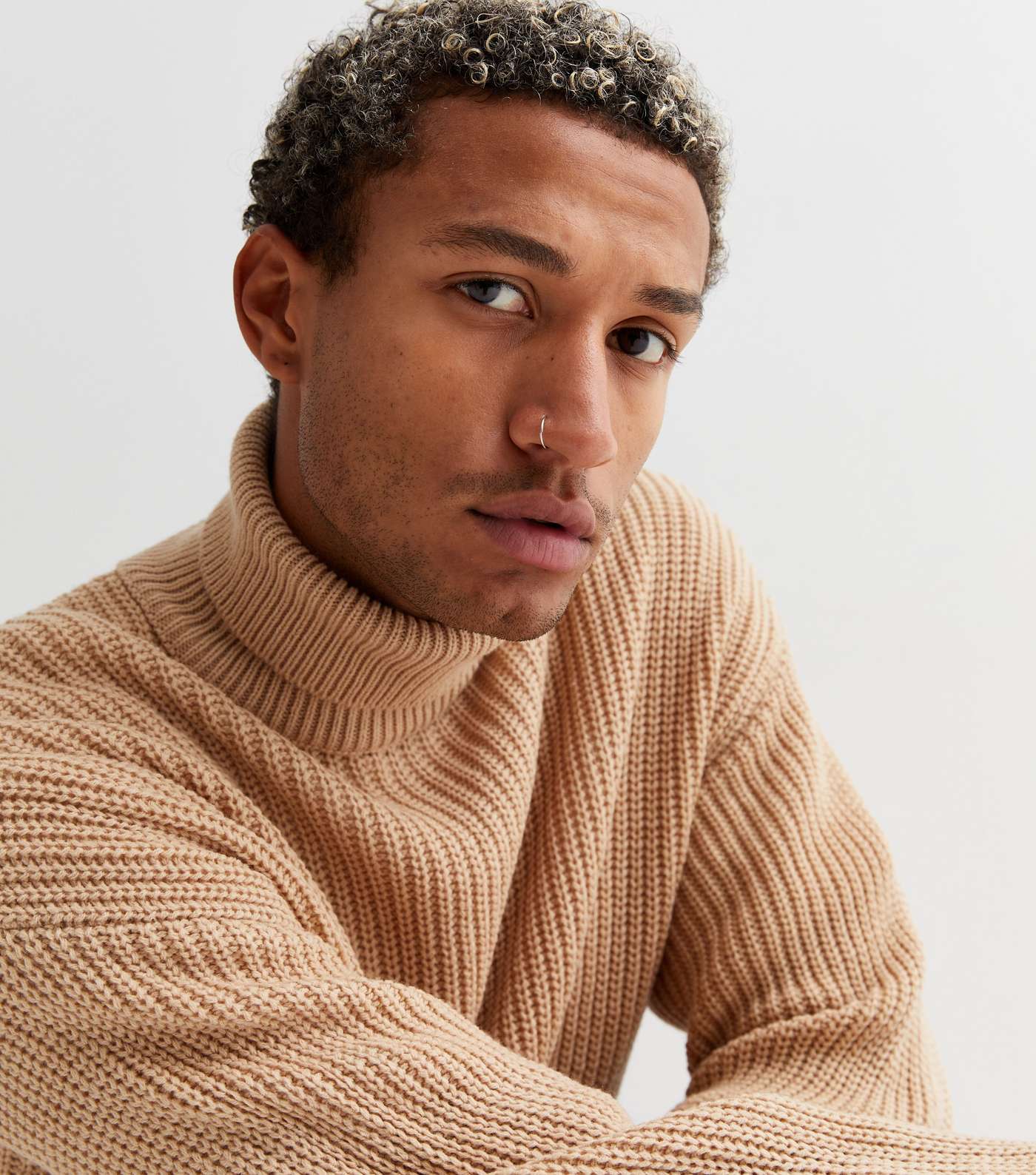 Stone Roll Neck Relaxed Fit Jumper Image 3