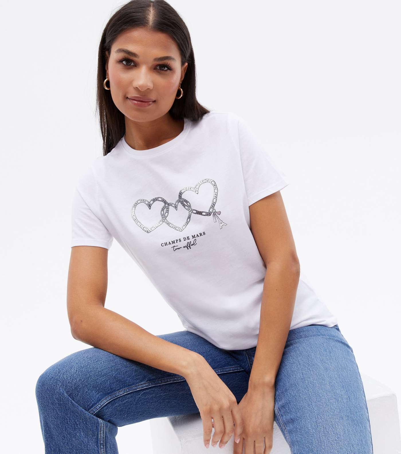 White Chain Heart Logo T-Shirt