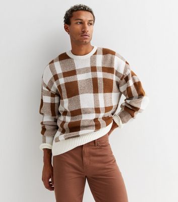 Brown Check Relaxed Fit Jumper