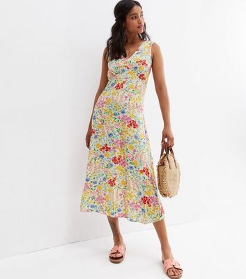 White floral hot sale sleeveless dress