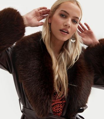 Faux fur leather coat sale