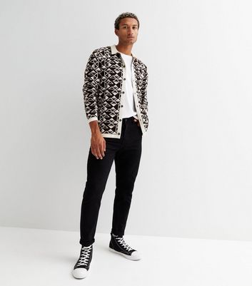 Mens black shop and white cardigan