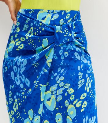 Blue leopard wrap outlet skirt