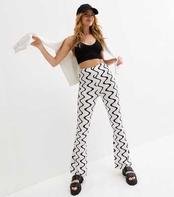 White Wave Flared Trousers
