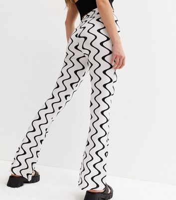 White Wave Flared Trousers | New Look