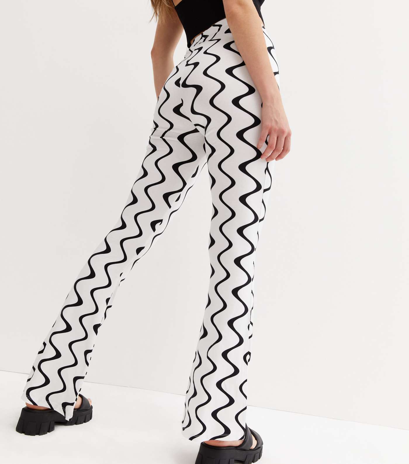 White Wave Flared Trousers Image 4