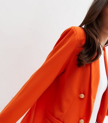 New Look Women's Bright Orange Scuba Crepe Utility Blazer - UK 12