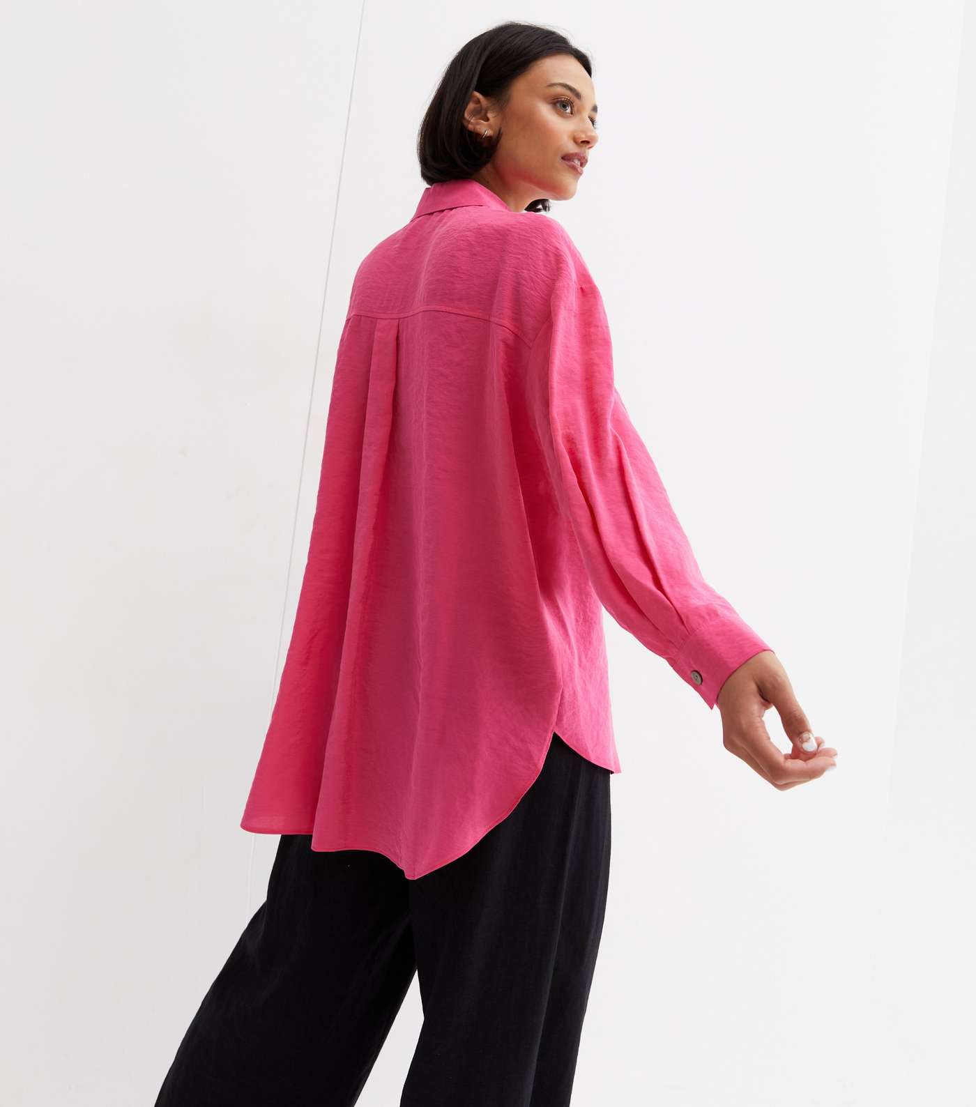 Bright Pink Long Sleeve Oversized Shirt Image 4