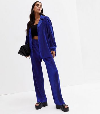 Blue Plissé Oversized Shirt