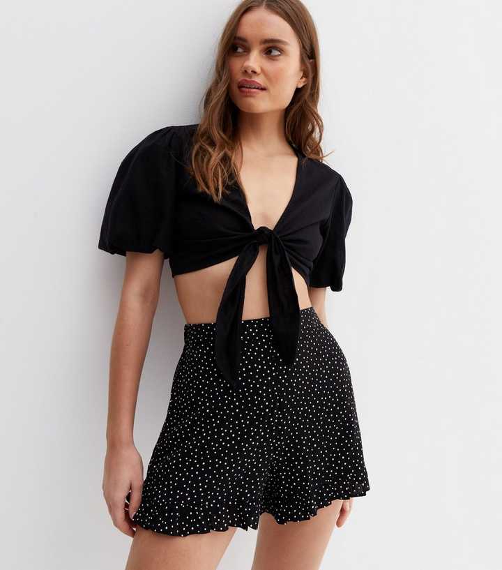 Black Spot Ruffle Shorts