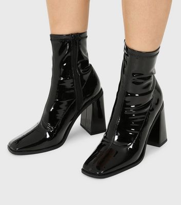 Sock boots with block on sale heel