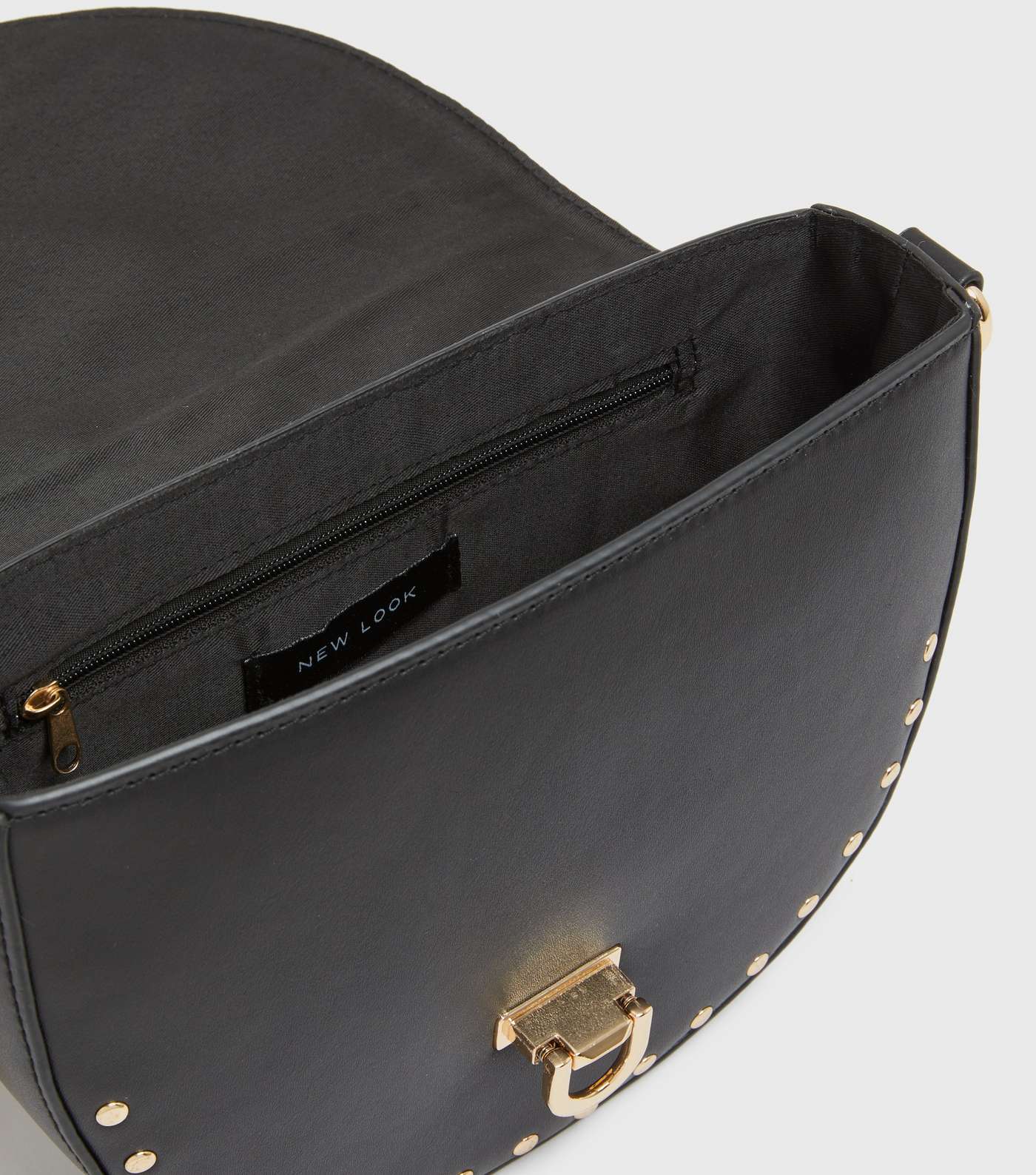 Black Studded Saddle Cross Body Bag Image 4