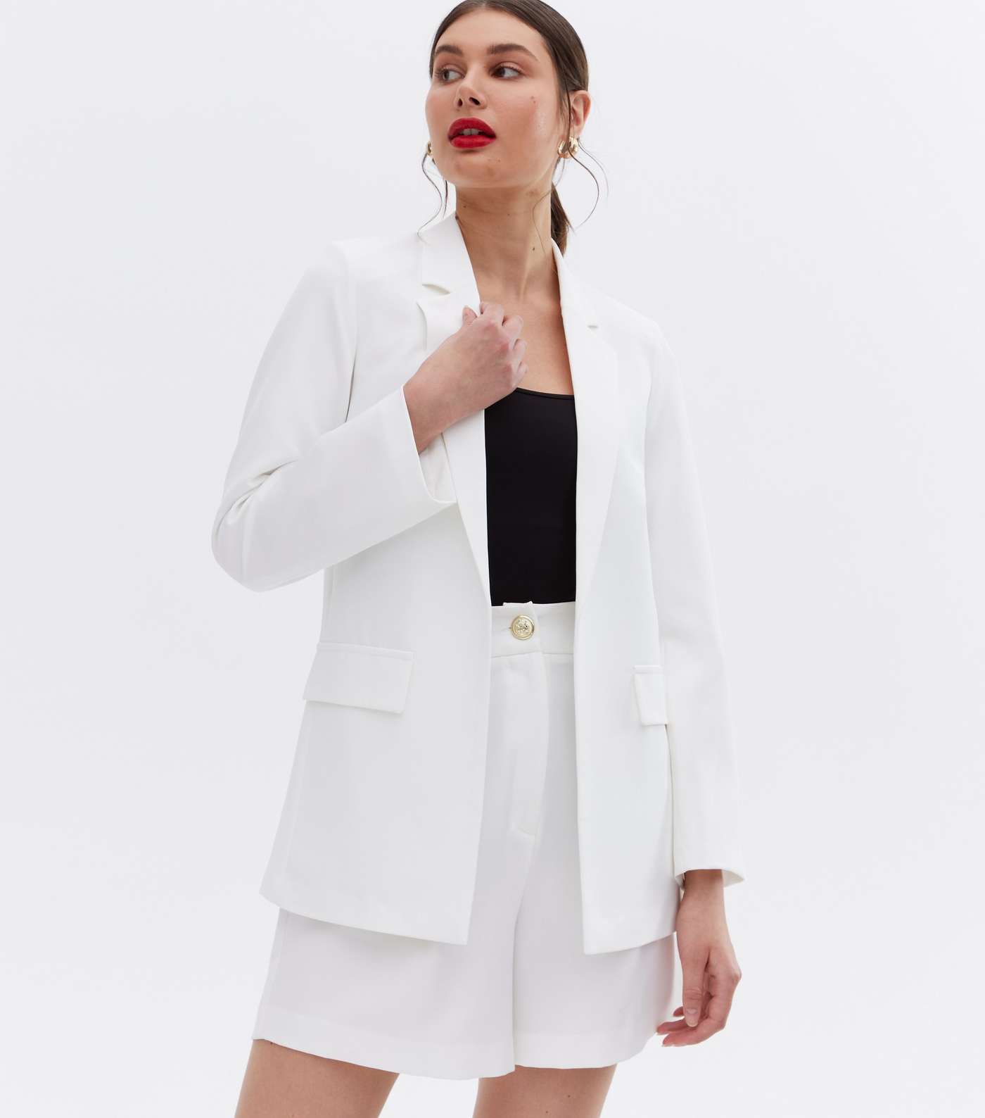 Off White Long Sleeve Relaxed Fit Blazer Image 2