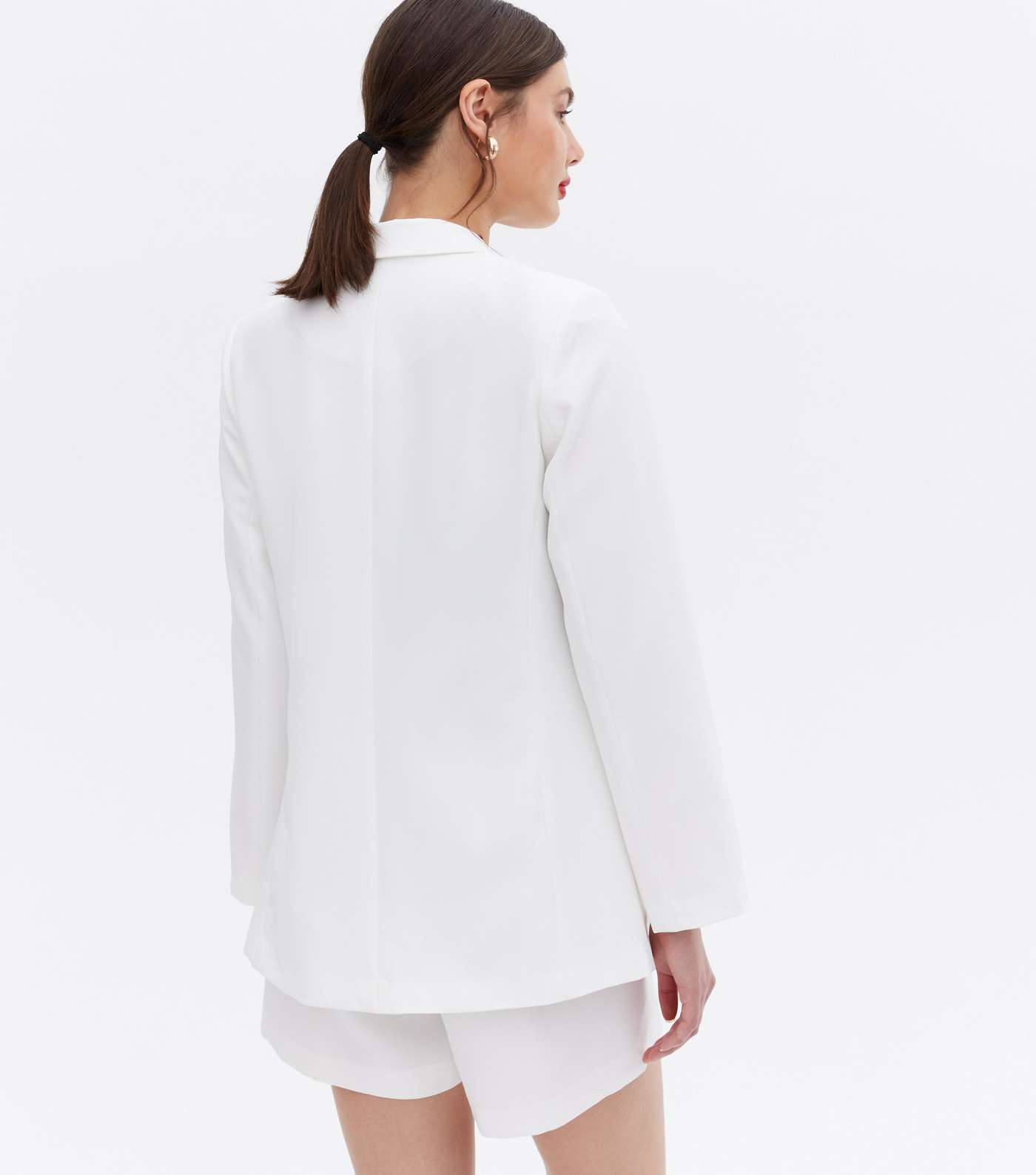 Off White Long Sleeve Relaxed Fit Blazer Image 4