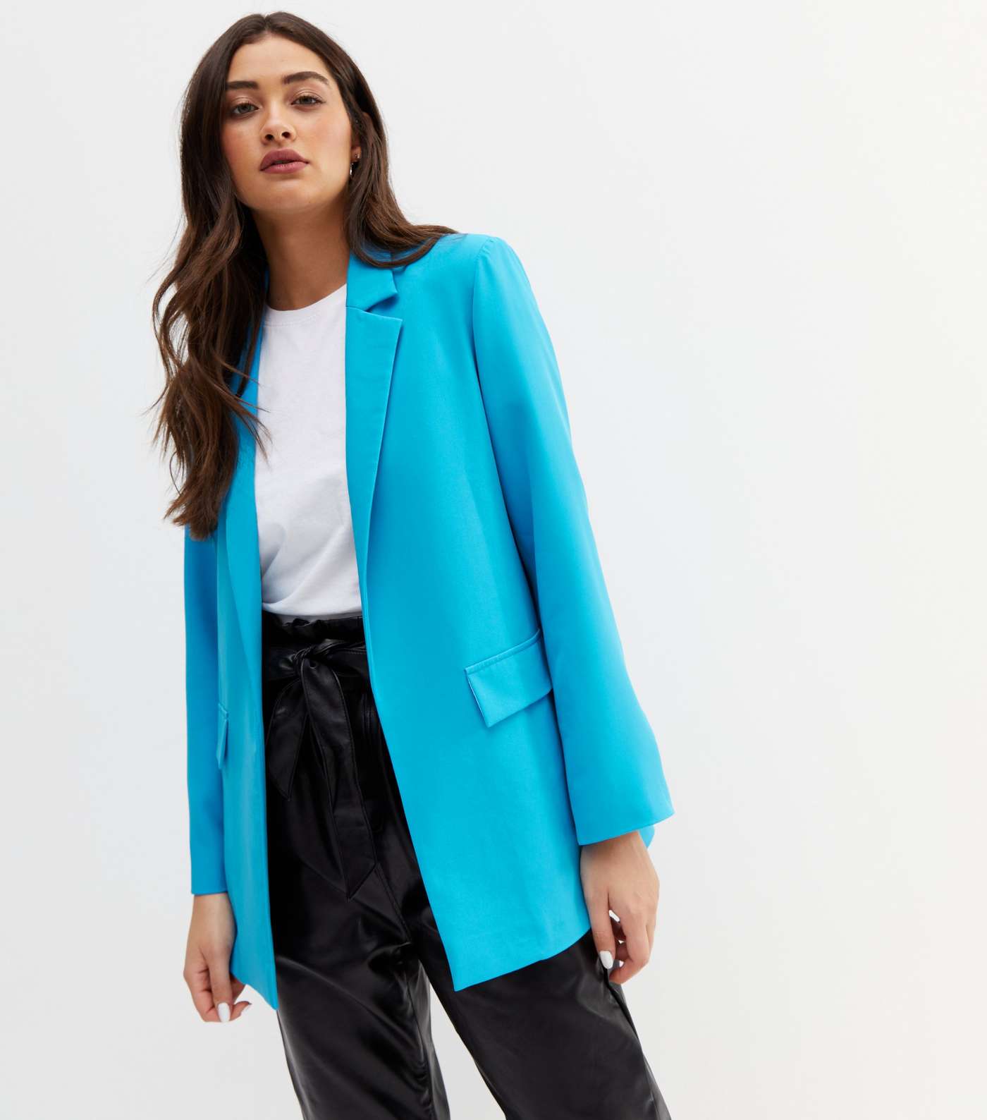 Turquoise Long Sleeve Relaxed Fit Blazer