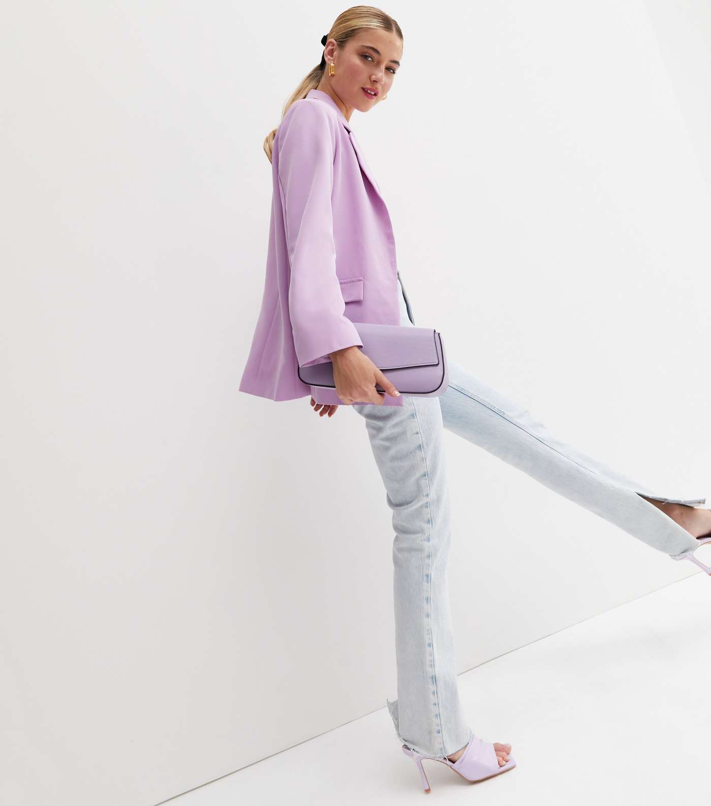 Lilac Long Sleeve Relaxed Fit Blazer Image 2