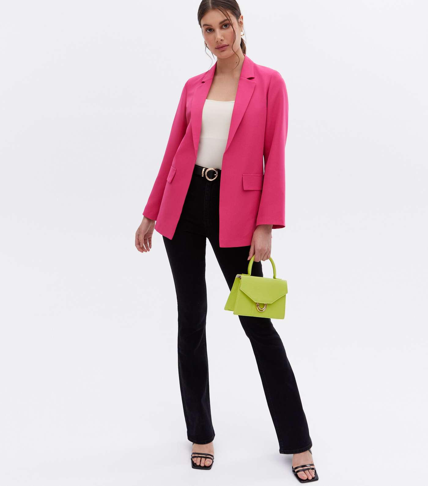 Bright Pink Long Sleeve Relaxed Fit Blazer