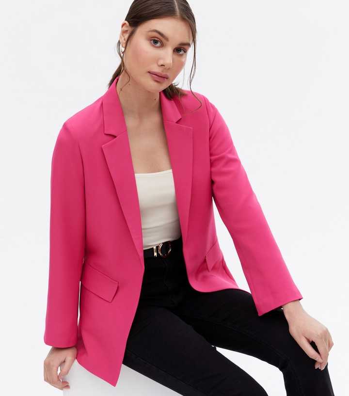 Basic Woven Long Sleeve Relaxed Fit Blazer