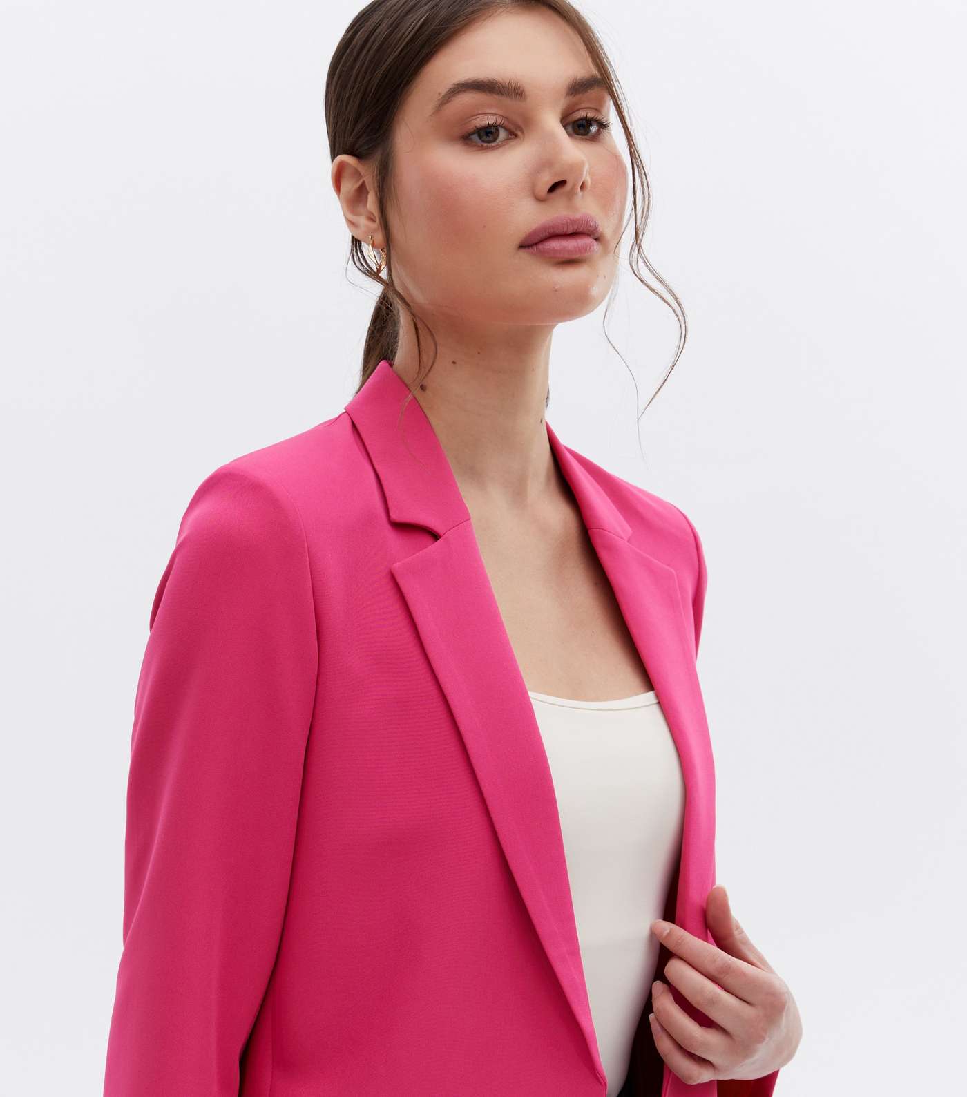 Bright Pink Long Sleeve Relaxed Fit Blazer Image 3