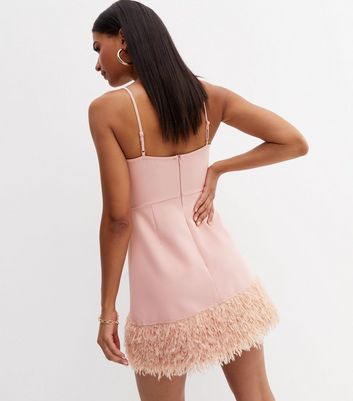 blush pink feather dress