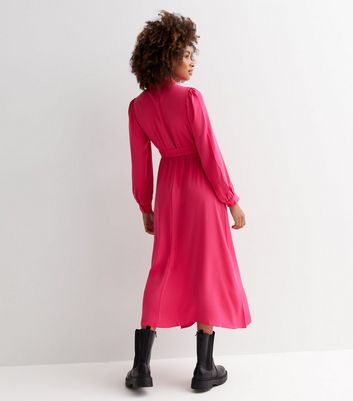 Long pink store shirt dress