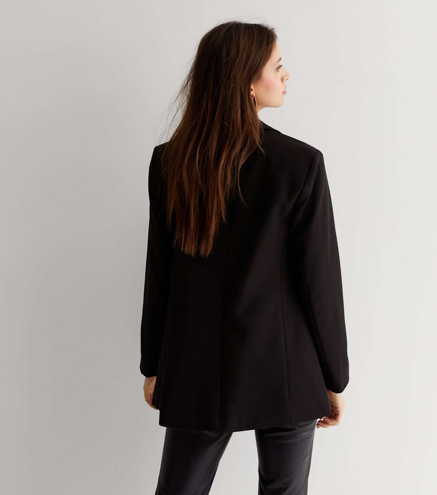 Black Long Sleeve Relaxed Fit Blazer Image 4