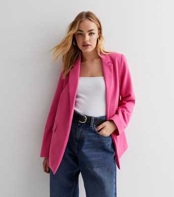 Bright Pink Long Sleeve Oversized Blazer